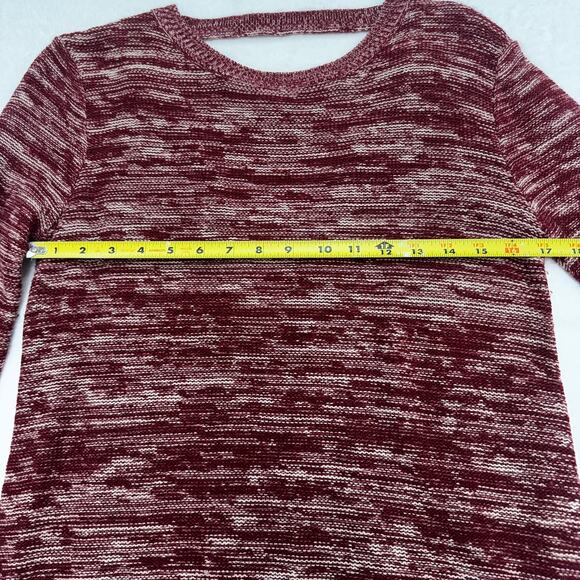 Madison Lilly Women’s Burgundy Heathered Crewneck Sweater Size M Crisscross Back - Picture 6 of 11